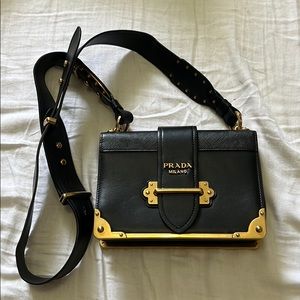PRADA CAHIER LEATHER HANDBAG